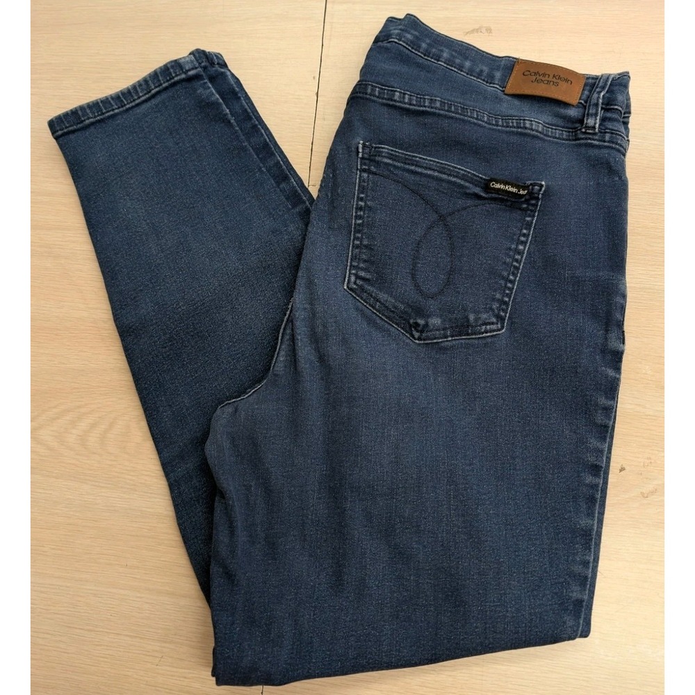 Calvin Klein Womens High Rise Skinny Fit Repreve Ankle Blue‎ Jeans Size 18